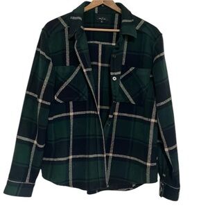PS/LA Flannel Jacket Green Navy Blue Stripes Plaid Size M/L Unisex